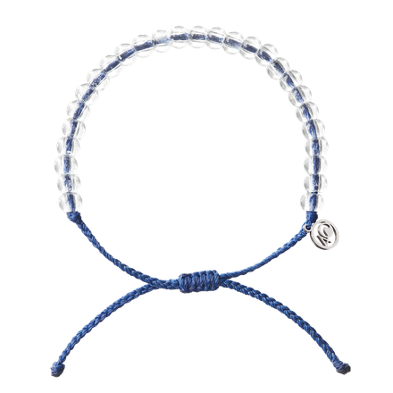 Signature Blue Bracelet with clear beads, recycled plastic cord, and steel charm